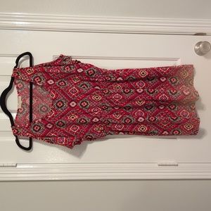 Love Fire Red Pattern Cold Shoulder Dress